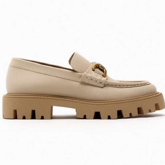 ASOS Cream Loafers with Gold Buckle - Picture 6 of 11